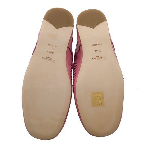 PRADA PINK / BLACK 2019 WOVEN LACE-UP MOCCASINS / FLATS - Picture 7 of 8